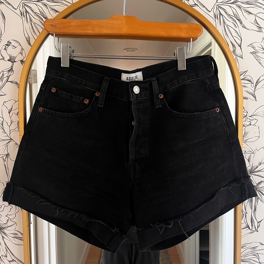AGOLDE Parker Long Women's Black Denim Shorts